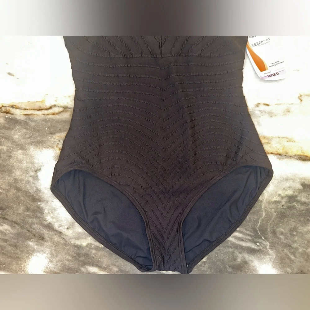 NWT Contours by Coco Reef Size 14/38D Elegant Black One-Piece‎ Swimsuit - Picture 4 of 12